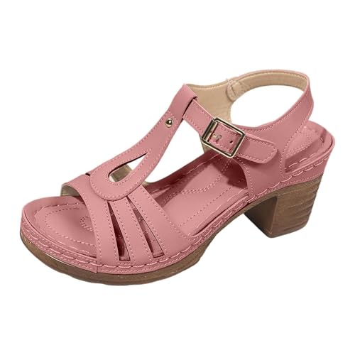Allbestop Hauts Talons Femme, Sandale Fille Bottines à Talon Bloc Moyen pour Femme Paillettes Fermeture Éclair Escarpins Compensés Nu-Pieds Mode Chaussures...