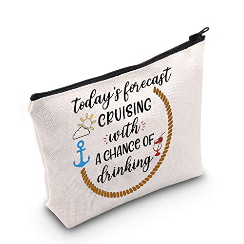 Cruise Themed Gift Cruise Boat Cocktails Friends Groups Cruise Cosmetic Bag Girls Weekend Gift (Today's Forecast UK)
