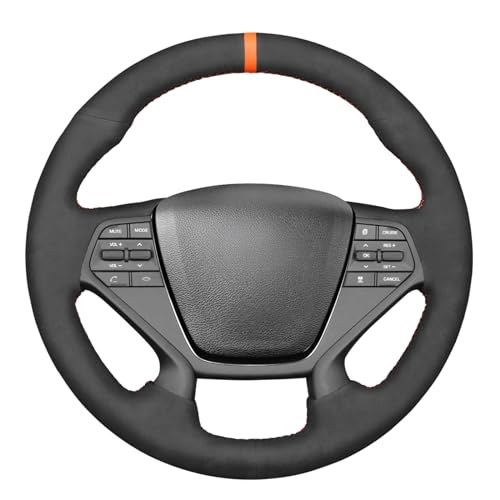 MEWANT Funda para volante de costura a mano para Hyundai Sonata 9 2015-2017 (4 radios) de gamuza sintética