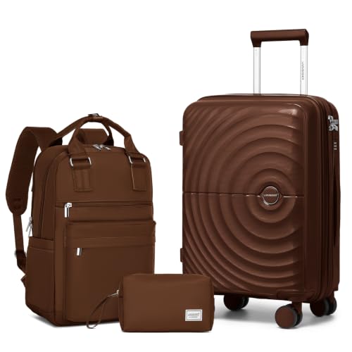 Image of LARVENDER Expandable Carry On 3 Piece Luggage Set with Backpack