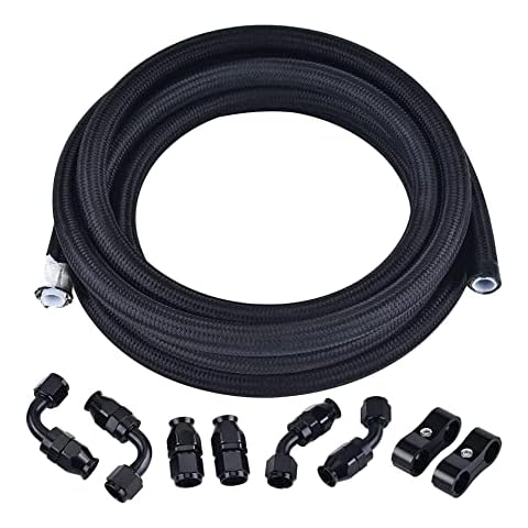 EVIL ENERGY 6AN PTFE Fuel Line Kit, AN6 E85 Fuel Hose Line 10FT Black Cover