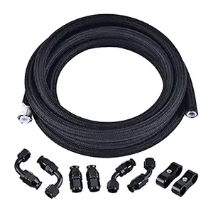 EVIL ENERGY 8AN PTFE Fuel Line Fitting Kit,E85 Nylon Braided Fuel Hose 10FT(0.394Inch ID)