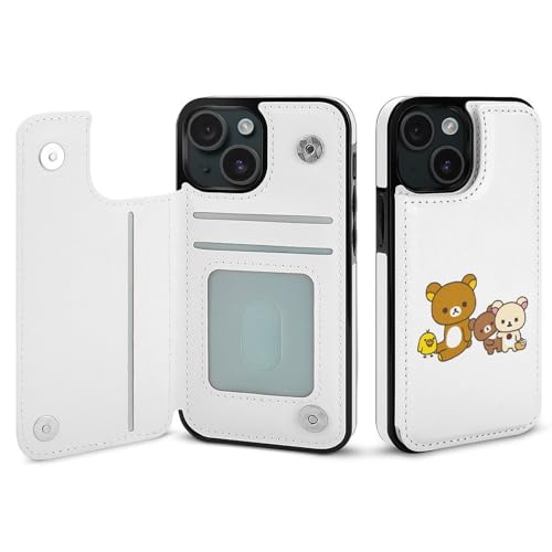 iPhone15用ケース 手帳型 リラックマ スマホケース 財布型 アイフォン15用ケース おしゃれ 軽量 背面 携帯カバー カード収納 スタンド機能 PUレザー 耐衝撃