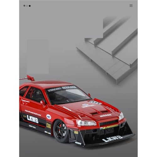 Image of PLUSPOINT Diecast Metal Skyline LB-ER34 Super Silhouette RHD Liberty Walk-Edition Sports Car 1:24 Scale Simulation Model Alloy Toy car with Openable Doors & Light, Music Toy Vehicle for Kids, Adults