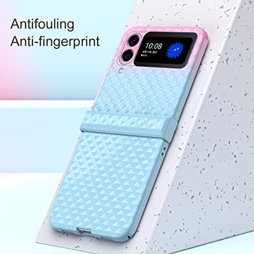 Giilgxy Case Compatible For Z Flip 4, Gradient Folding Case For Samsung Flip4 Case With Hinge Protection Leather Phone Case Cover For Samsung Galaxy Z Flip 4 5G (Green&Blue) #TOP5