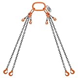 SALUINOKI Lift Chain Sling with Hooks 10Ft 4 Way x 1/4 inch 6600lbs 3 Ton for Chains Lifting