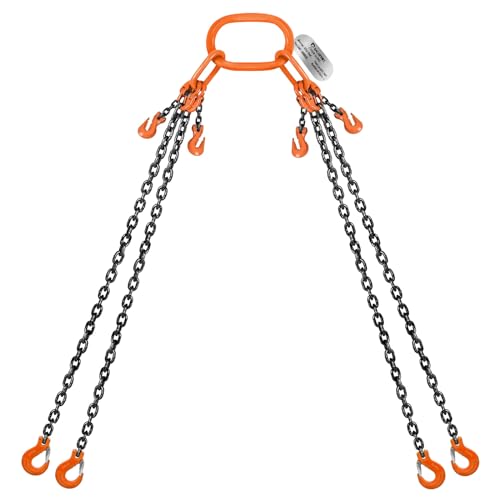 SALUINOKI Lift Chain Sling with Hooks 10Ft 4 Way x 1/4 inch 6600lbs 3 Ton for Chains Lifting