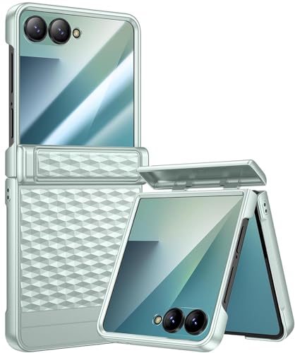 Image of Kapa Geometric Hinge Protection Back Cover for Samsung Galaxy Z Flip7 / Flip 7 | with [Inbuilt Glass] Full Body Shockproof Hard Back Case (Mint Green)