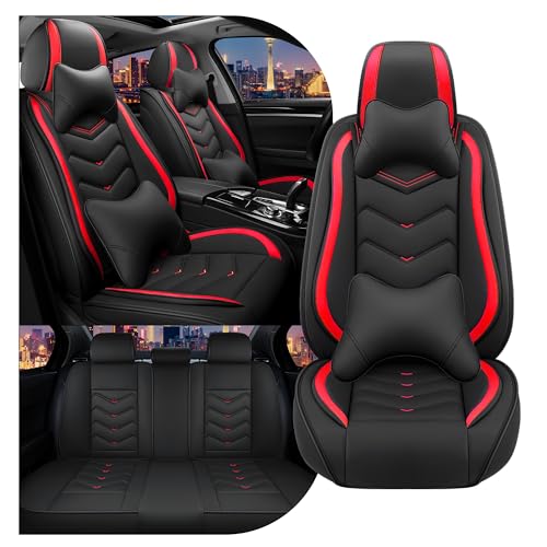 Car Seat Covers for Honda Civic 2000-2025, Stylish Sport Seat Cover, Premium Nappa Leather Car Seat Cover. Automobile Seat Covers Sets.(Luxury 5 Seats/Black Red)