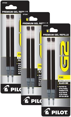 Pilot, G2 Gel Ink Refills, Fine Point 0.7 mm, Black, 2 Count (Pack of 3) image 4