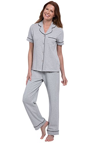 PajamaGram Pajamas for Women Soft - Womens Pajamas Cotton Jersey, Gray, M, 8-10