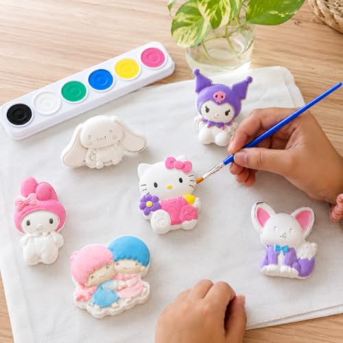 Image of DIY Kids Plaster Painting Kit - Paint Your Own 3D Figurines with Acrylic Colours & Brush | Perfect Birthday and Farewell Gift , Creative Art & Craft Activity Gift for Kids 2+ (Hello Kitty friends)
