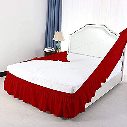 Wrap Around Bed Skirts Valance Elastic Dust Ruffles, Single Double Super King Grey Easy Fit Wrinkle And Fade Resistant Silky Luxrious Fabric Solid Color, White For King And California King Size