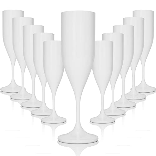 Flûtes Verres à Champagne en Plastique Reutilisable Pour Mariage.Pack de 12 Pièces Coupes Tritan Ultra-Résistant Wine Glasses cava vin mousseux Blanc en Polyvalents Durables Sûrs Reutilisable