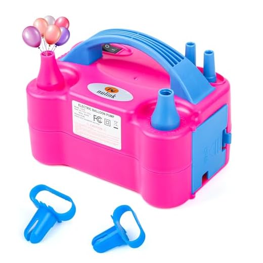 NuLink Electric Portable Dual Nozzle Balloon Blower Pump Inflation for Decoration, Party [110V~120V, 600W, Rose Red]