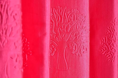 Image of Heavy Quality Punch Tree Curtains 5 Feet Long Set of 1 Pcs | Pink Window Curtains for Living Room, Bedroom | Lightweight 5 Feet Long Drapes for Home Decoration
