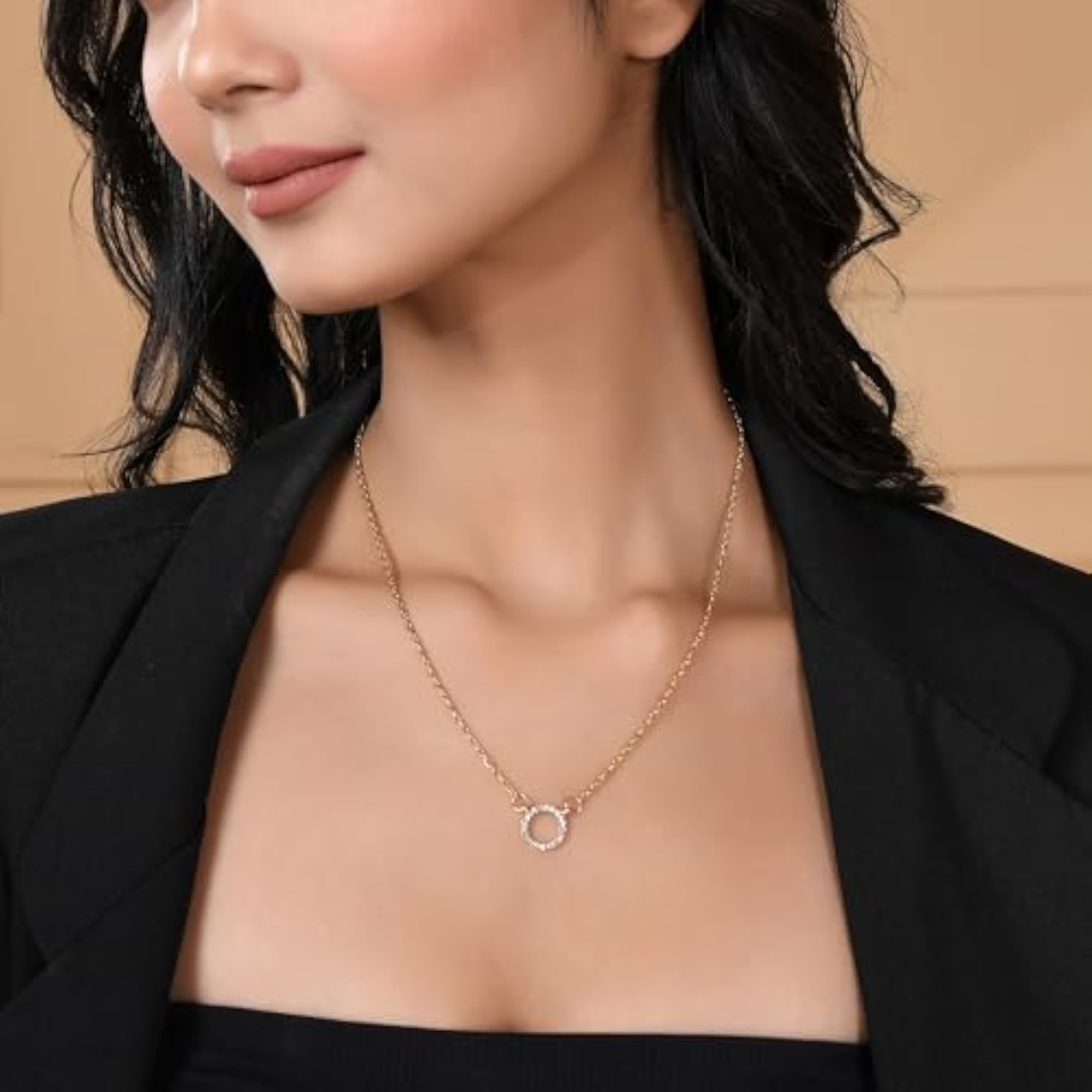 Serenity Circle Charm Necklace Plated