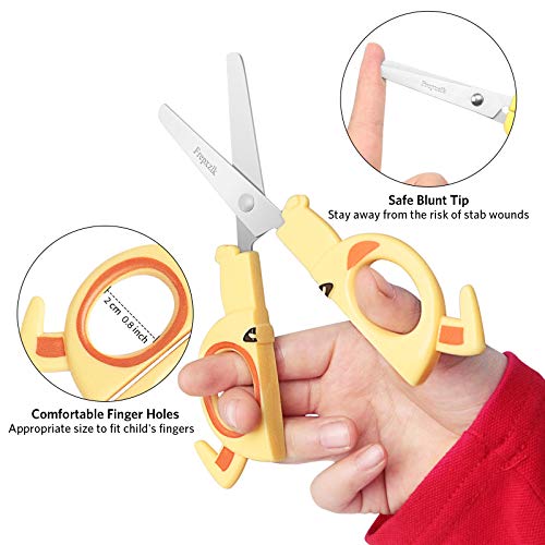 Asdirne Scissors For Kids, Blunt Scissors, Small School Student Craft Scissors, Sharp Stainless Steel Blades Safety, Cute Animal Shapes, 5 Inch, 4Pack #TOP3