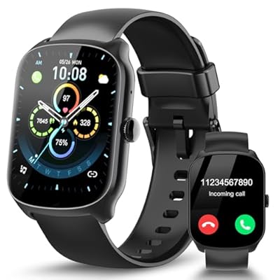STECEi Reloj Inteligente Hombre Mujer 1.95" HD Pantalla Curva Smartwatch con Llamadas Bluetooth Monitor de Ritmo Cardíaco y Sueño Pulsera Actividad 110+ Modos Deportivos Impermeable IP68 Negro