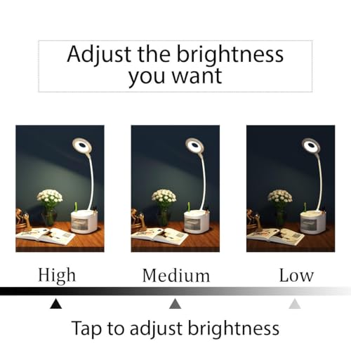 Image of fizzytech 360 Flexible LED Desk Lamp with Mini Fan, Pen Holder & Mobile Stand - Touch Control Adjustable Table Light for Reading, Studying, Office & Home Use (White)