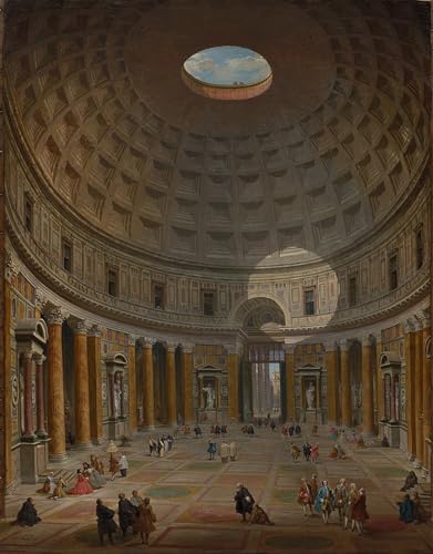 Tableau Panthéon Paolo Pannini - Impression d'art mural vintage pour décoration de chambre 60x90cm