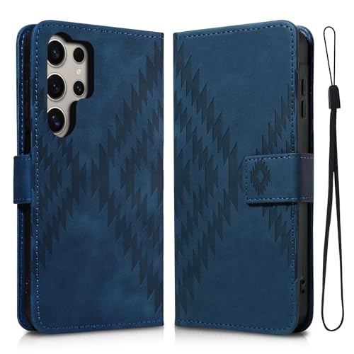 Custodia per Samsung Galaxy S24 Ultra 5G 6.8 con Funzione di Supporto Materiale Protettivo in PU Completo Antigraffio e Anticaduta S24 blu