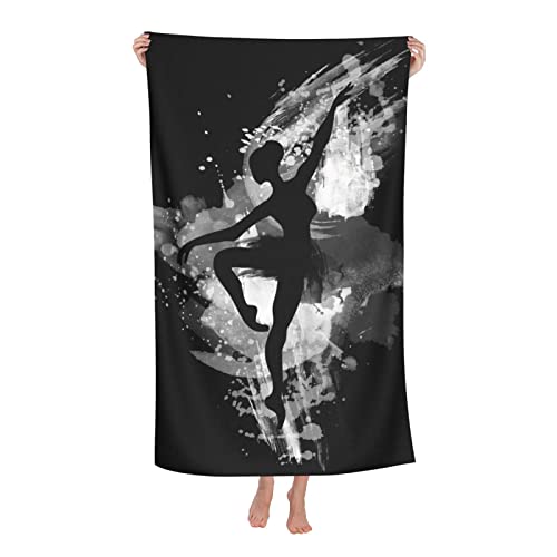 Jasmoder Ballet Dance Black And White Microfiber Beach Towels Oversized Soft Beach Blanket Absorbent Quick Dry Bath Towels Pool Towels Travel Beach Towels For Kids Adults #TOP8