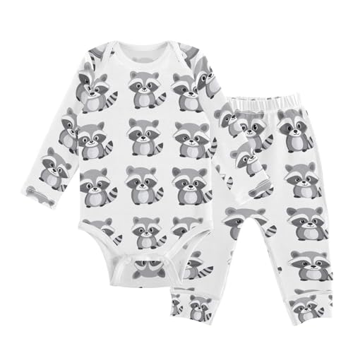 vvfelixl Baby Bodysuits Pants Sets White Gooses Long Sleeve Baby Clothes for Boys Girls 0-24M