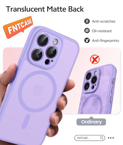 Image of FNTCASE for iPhone 14 Pro Max Case: [Compatible with Magsafe] Translucent Matte Cases with [Full Camera Protection] [Screen Protector] Military Grade Shockproof Protective Phone Cover - Light Purple