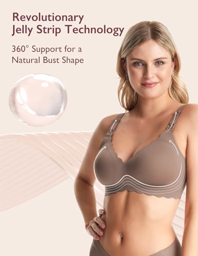 Momcozy Nursing Bras for Breastfeeding, Seamless Pregnancy Maternity Bra Wireless Classic Jelly Strip Support Nursing Bra3