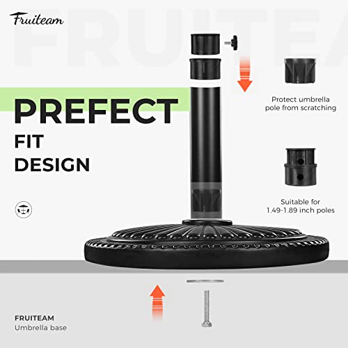 Fruiteam 22-Lbs Outdoor Umbrella Base 15" Round Table Umbrella Stand Base, Weather-Resistant Patio Market Umbrella Holder For Yard/Garden/Deck-Shine Black #TOP7