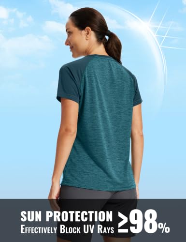 Image of MoFiz Women's Short Sleeve UPF 50+ Sun Protection Sports T-Shirt Quick Dry Running Workout Athletic Tee Top