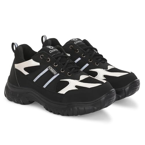Image of Ozarro Black Genuine Leather Steel Toe Safety Shoe for Mens (S4452)