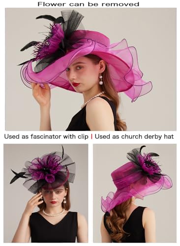 Sombrero de Dama Kentucky Derby con Ala Ancha miniatura 2