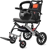 Wheelchairs for Adults, Transport Wheelchair Lightweight Foldable, Ultra Light Wheelchair Equipped with 10'' Solid PU Tires with Shock Absorber Pump