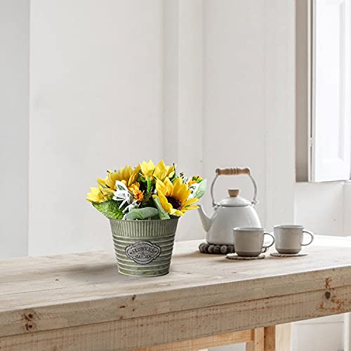 Briful 6.5’’ Galvanized Planter Hanging Planters Vintage Metal Buckets For Flowers 6Pcs Farmhouse Pail Buckets Galvanized Rustic Planters For Home Decor Indoor #TOP4