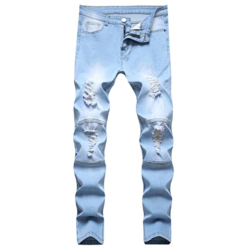 Pantalons serrés en jean à fourche pour hommes style urbain délabré