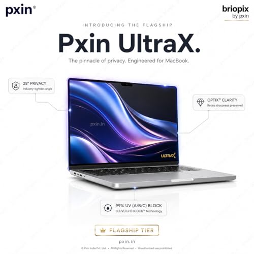 Image of Pxin UltraX Privacy Screen Guard compatible with Mac Book Air 13.6 Inch | Anti Blue | Anti Glare | UV (A /B /C) Shield | Privacy Screen Guard | OptiX & BLUVLIGHT Block Layer | Privacy Filter