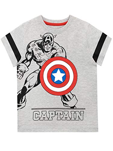 Marvel Camiseta de Manga Corta para niños Captain America Gris 3-4 Años