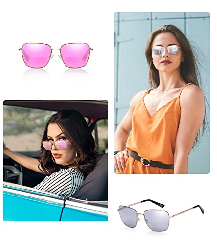 Missfive 2-Pack Bifocal Reading Sunglasses For Women Men, Mirrored Lens Far-Near Use Uv Protection Metal Sun Readers, Tinted Trendy Classes Square Designer Eyeglasses Shades Eyewear, 1.5X #TOP3