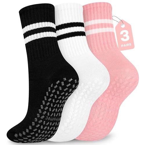 Image of Pilates Socks with Grips for Yoga, Barefoot, Ballet, Barre, Hospital Non Slip Anti Skid Socks for Women and Men