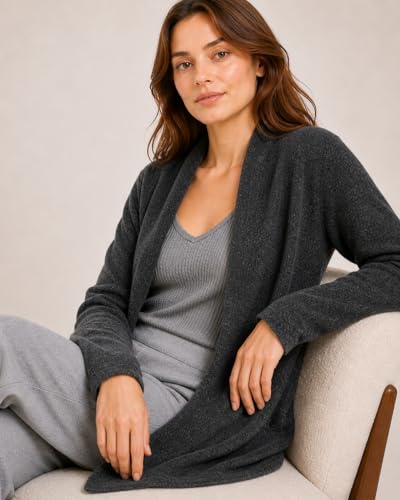 Image of State Cashmere Lightweight Mid-Thigh Cashmere Cardigan 100% Pure Cashmere Sweater Cashmere Wraps for Women