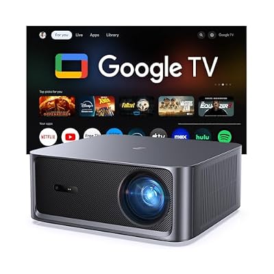 HAPPRUN 3000 ANSI Lumens Outdoor Projector with Official Google TV, 4K Supported Smart Movie Projector, Dolby Audio, Auto Focus & Keystone, WiFi 6 and Bluetooth for Indoor & Outdoor Movies,Black