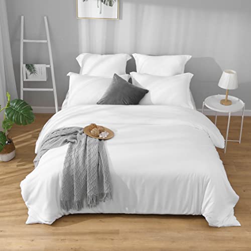 Bbangd Duvet Covers King Size - Ultra Soft And Breathable Bedding King Comforter Cover Set Washed Microfiber 3 Pieces With Zipper Closure Duvet Cover And 2 Pillow Shams (Pure White) #TOP5
