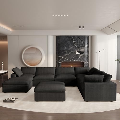 Cloud Modular Sectional Sofa Couch,Oversized Couch 8 Seater for Living Room,160.6" U Shaped Convertible Couches with Storage Ottoman, Covers Washable&Replaceable