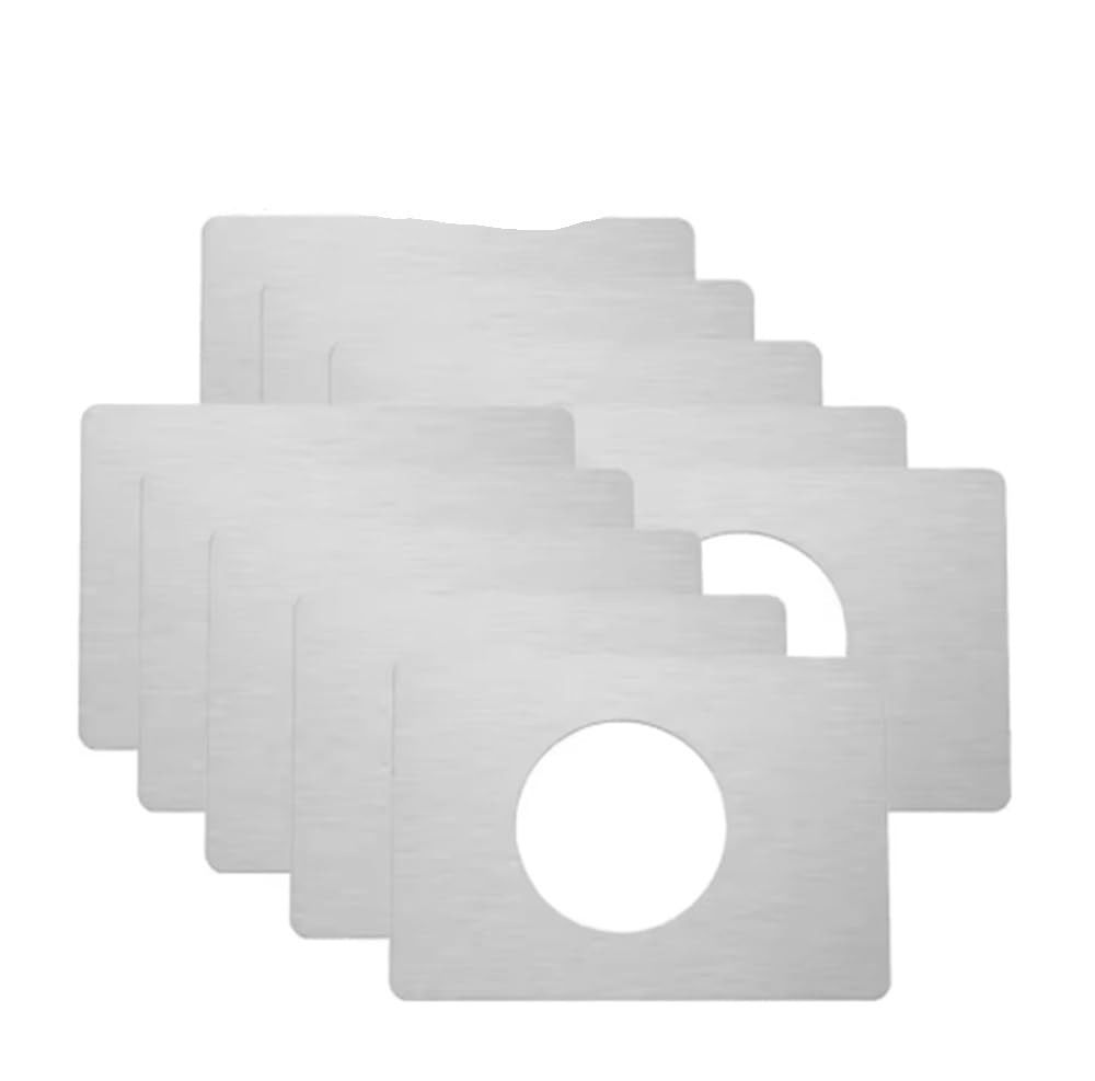 Gentryroo Silver 10Pcs Stainless Steel Door Lock Reinforcement Plate, Circular Fix Repair