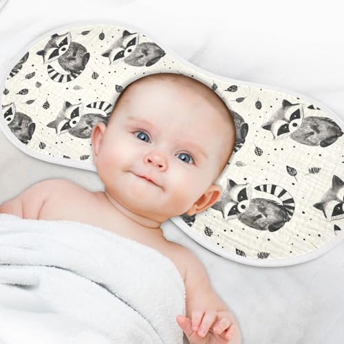 Cute Cartoon Raccoons Cotton Muslin Baby Burp Cloths Good Absorbent Burp rag for Set of 2, 22x11in 6
