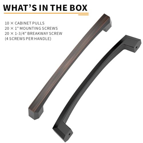 Image of 10 Pack Oil-Rubbed Bronze Cabinet Handles - 5 Inch Dresser & Kitchen Pulls