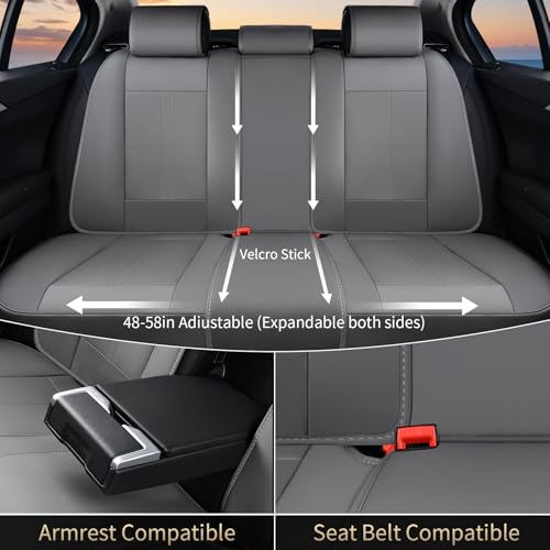 Image of FLORICH Seat Covers, Car Seat Covers Full Set, Luxury Nappa Leather Seat Covers, Breathable and Waterproof Car Seat Protector 5 Seat, Automotive Seat Covers Universal Fit for Most Cars-Gray