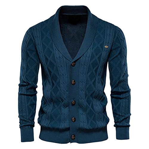 Cardigan pour homme bleu marine M : grand gilet décontracté à col châle